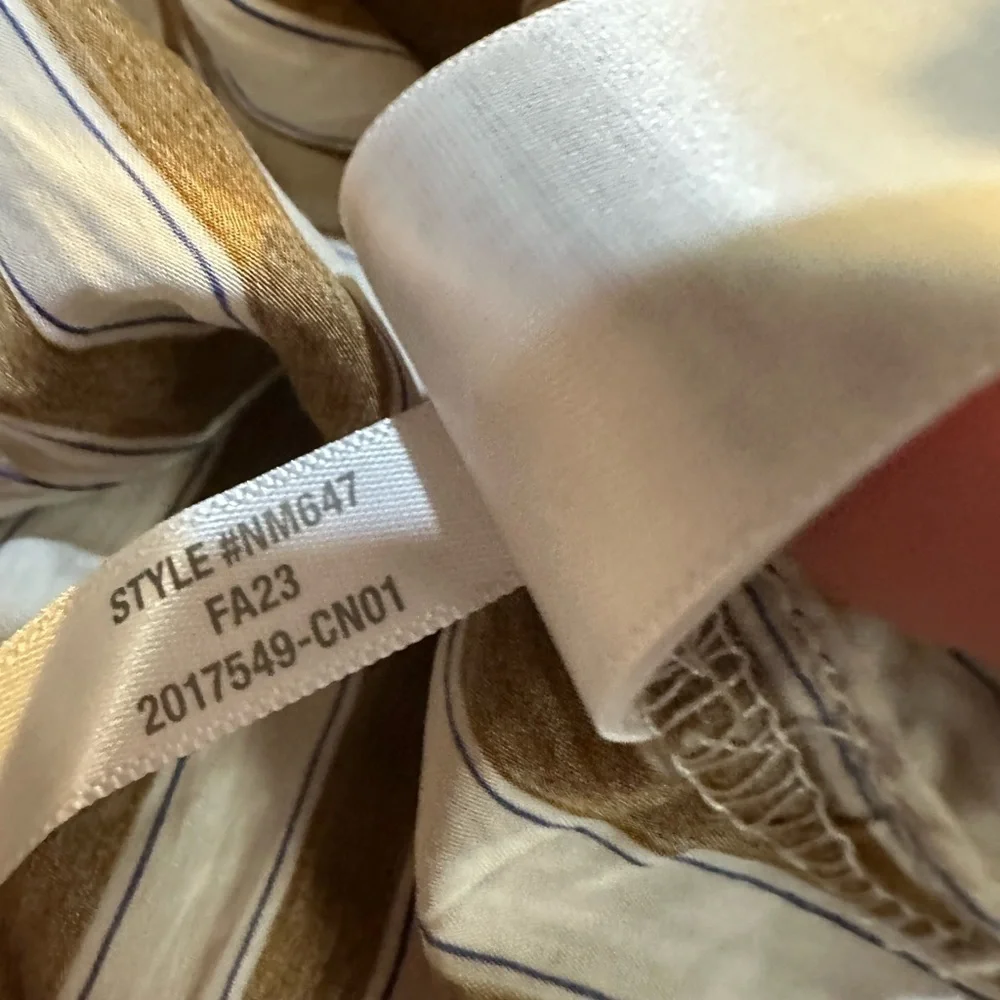Madewell Crinkled Button Up Shirt Toffee Brown Striped XS - Picture 9 of 10